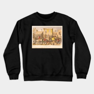 Western Town Vintage Painting Crewneck Sweatshirt